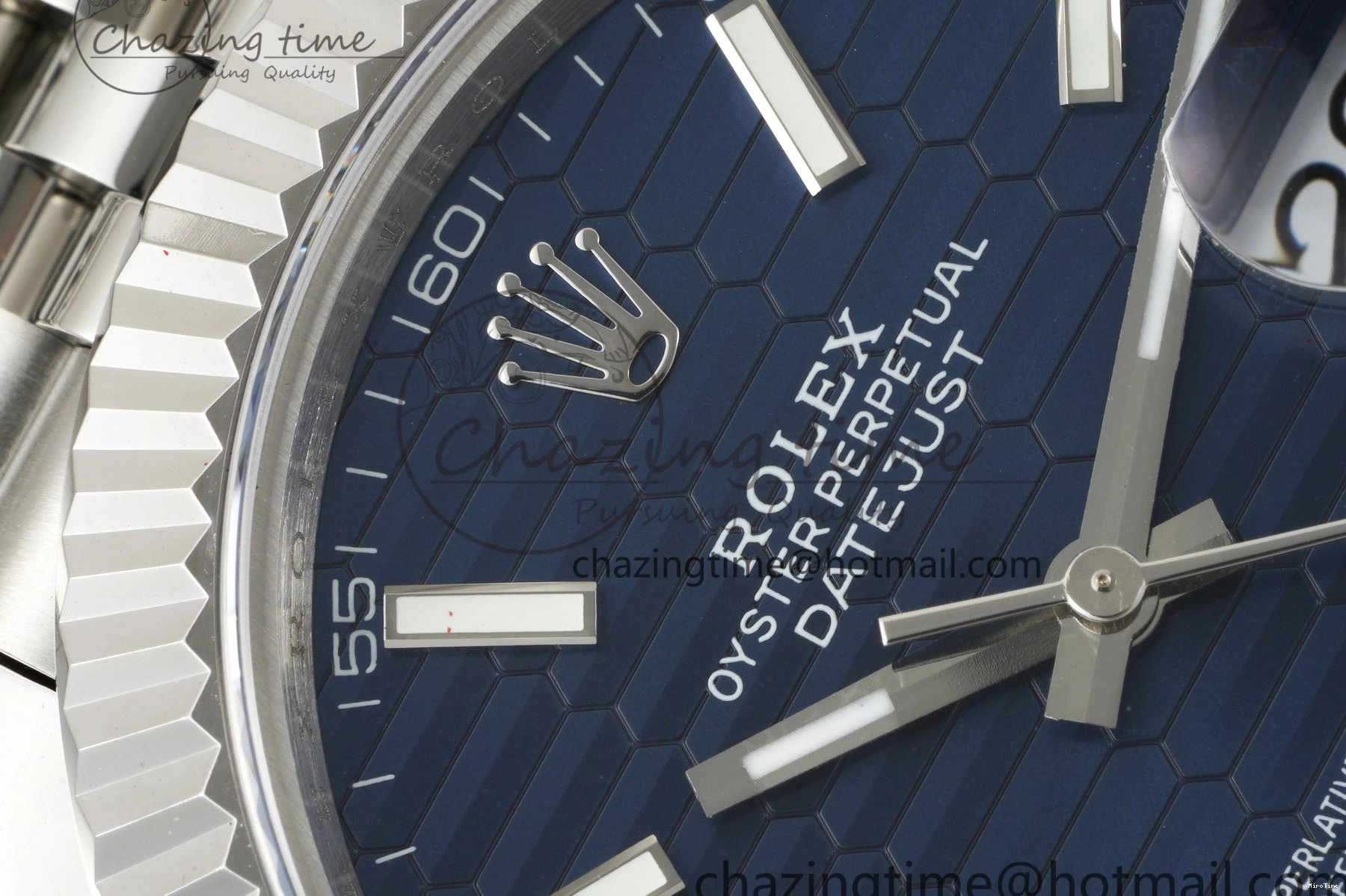 MiroTime 0415 TopPick DateJust 41 SS JDF 904L Steel Blue Textured Dial on Jubilee Bracelet VR3235 V 2235